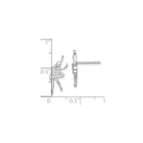 Sterling Silver Ballerina Stud Earrings with Cubic Zirconia, Ballet Silhouette Design