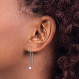 Sterling Silver Threader Earrings with Cubic Zirconia, Minimalist Chain Drop Style