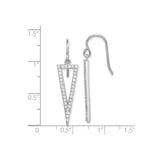 Sterling Silver Triangle Dangle Earrings with Cubic Zirconia, Open Geometric Drop Style