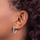 Sterling Silver Hoop Earrings with Marcasite, Pyramid Cut, Oxidized Textured Design