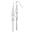 Sterling Silver Dangle Earrings with Interlocking Circles and Chain Tassels, Long Drop Design
