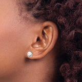 Sterling Silver Stud Earrings with Freshwater Pearls and Cubic Zirconia Circle Design