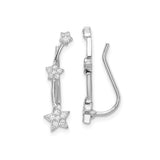Sterling Silver Star Crawler Earrings with Cubic Zirconia, Celestial Themed Studs for Women