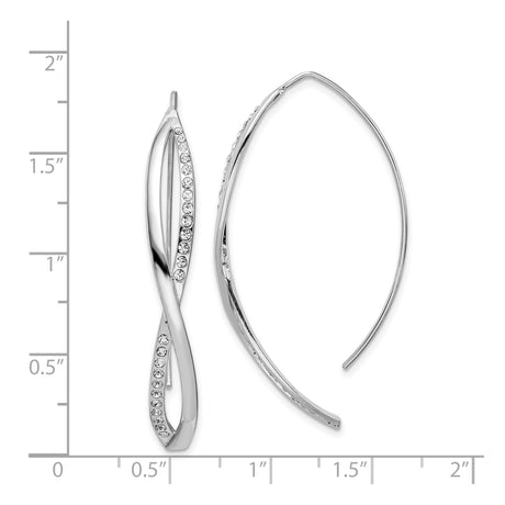 Sterling Silver Crossover Hoop Earrings with Cubic Zirconia and Infinity Twist Design