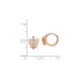 Sterling Silver Hoop Earrings with Butterfly Charms and Cubic Zirconia, Rose Gold-Plated for Women
