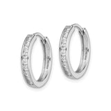 Sterling Silver Hoop Earrings with Round Cut Cubic Zirconia in Channel Setting
