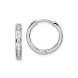 Sterling Silver Hoop Earrings with Round Cut Cubic Zirconia in Channel Setting