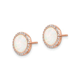 Sterling Silver Opal Halo Stud Earrings with Cubic Zirconia Accents for Women