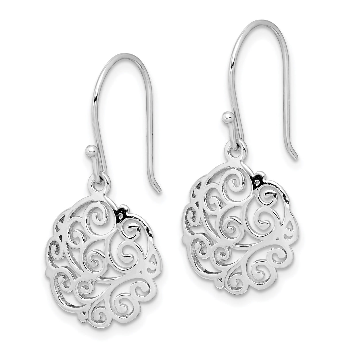 Sterling Silver Dangle Earrings with Filigree Openwork Scroll Design for Women
