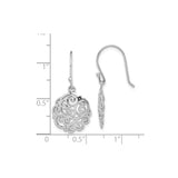 Sterling Silver Dangle Earrings with Filigree Openwork Scroll Design for Women