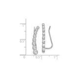 Sterling Silver Ear Climbers with Graduated Cubic Zirconia, Modern Curved Design for Women