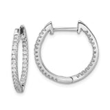 Sterling Silver Hoop Earrings with Cubic Zirconia, Rhodium Plated Pavé Round Design