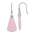Sterling Silver Dangle Earrings with Pink Quartz Teardrop Stones, Minimalist Long Drop Design