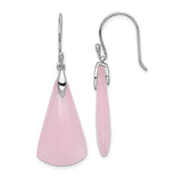 Sterling Silver Dangle Earrings with Pink Quartz Teardrop Stones, Minimalist Long Drop Design