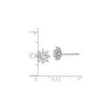 Sterling Silver Snowflake Stud Earrings with Marquise and Round Cubic Zirconia