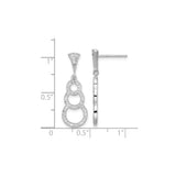 Sterling Silver Dangle Earrings with Cubic Zirconia, Triple Interlocking Circle Design