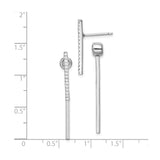 Sterling Silver Drop Earrings with Cubic Zirconia, Vertical Linear Post Style for Women