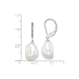 Sterling Silver Dangle Drop Earrings with Baroque Freshwater Pearls, Leverback Design