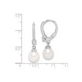 Sterling Silver Dangle Earrings with Freshwater Cultured Pearls and Cubic Zirconia Accents