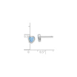 Sterling Silver Heart Stud Earrings with Created Opal Inlay for Women