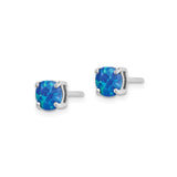 Sterling Silver Stud Earrings with Pink, Blue, and White Created Opals, Minimalist Trio Set