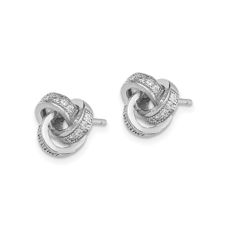 Sterling Silver Love Knot Stud Earrings With Pave Texture
