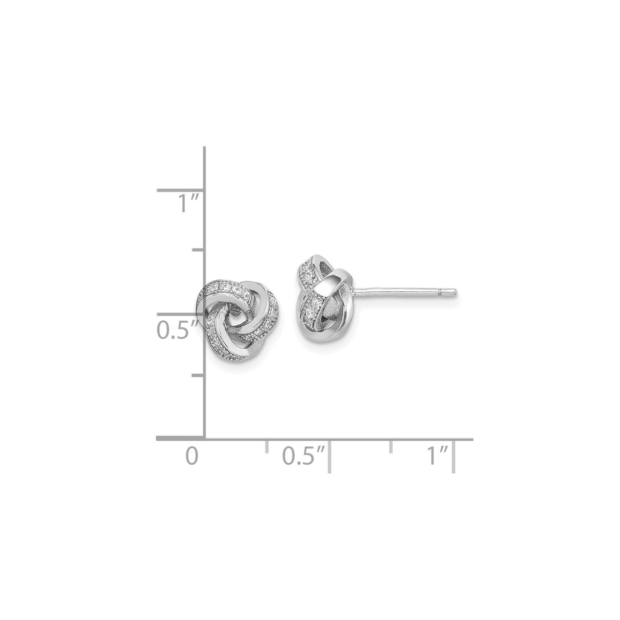 Sterling Silver Love Knot Stud Earrings With Pave Texture