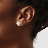 Sterling Silver Pearl Stud Earrings with Cubic Zirconia Accents, Bridal Style