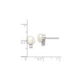 Sterling Silver Pearl Stud Earrings with Cubic Zirconia Accents, Bridal Style