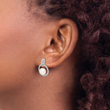 Sterling Silver Stud Earrings with Freshwater Cultured Pearls and Cubic Zirconia Circle Design