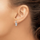 Sterling Silver Angel Stud Earrings with Dangling Guardian Angel and Cubic Zirconia Accents
