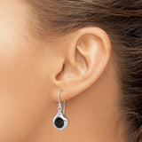 Sterling Silver Drop Earrings with Round Black Onyx, Modern Minimalist Dangle Design for Women