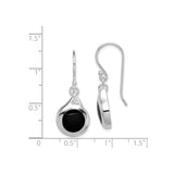 Sterling Silver Drop Earrings with Round Black Onyx, Modern Minimalist Dangle Design for Women