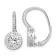 Sterling Silver Leverback Earrings with Cubic Zirconia, Round Halo Drop Design
