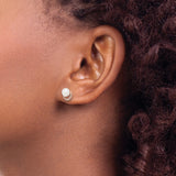 Sterling Silver Rose Gold Plated Stud Earrings with White Pearls and Cubic Zirconia