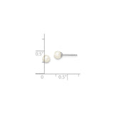 Sterling Silver Pearl Stud Earrings with Round White Freshwater Pearls, Classic Bridal Style for Women