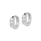 Sterling Silver Hoop Earrings with Cubic Zirconia in Shared Prong Setting