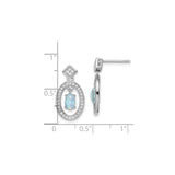 Sterling Silver Dangle Earrings with Created Opal and Cubic Zirconia, Oval Halo Design