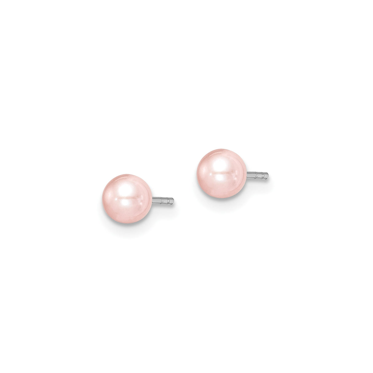 Sterling Silver Stud Earrings with Pink Freshwater Pearls, Classic Round Design for Women