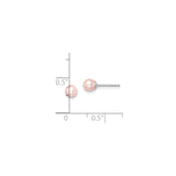 Sterling Silver Stud Earrings with Pink Freshwater Pearls, Classic Round Design for Women