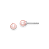 Sterling Silver Stud Earrings with Pink Freshwater Pearls, Classic Round Design for Women