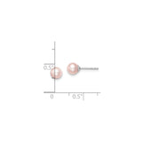 Sterling Silver Pearl Stud Earrings, Round Pink Cultured Pearls, Minimalist Bridal Style