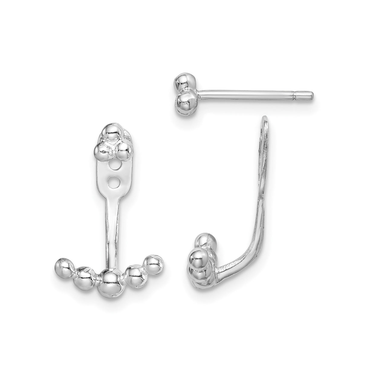 Sterling Silver Ear Climber Stud Earrings with Beaded Cluster Design for Women