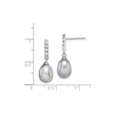 Sterling Silver Drop Earrings with Freshwater Pearls and Cubic Zirconia Accents