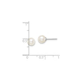 Sterling Silver Pearl Stud Earrings, White Round Freshwater Cultured Pearls, Minimalist Design