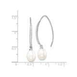 Sterling Silver Drop Earrings with Freshwater Cultured Pearls and Cubic Zirconia Accents