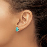 Sterling Silver Turquoise Teardrop Stud Earrings Boho Style