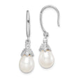 Sterling Silver Teardrop Earrings with Freshwater Pearls and Cubic Zirconia, Vintage Bridal Style