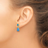 Sterling Silver Dangle Earrings with Created Opal Inlay, Round and Teardrop Design