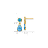 Sterling Silver Dangle Earrings with Created Opal Inlay, Round and Teardrop Design
